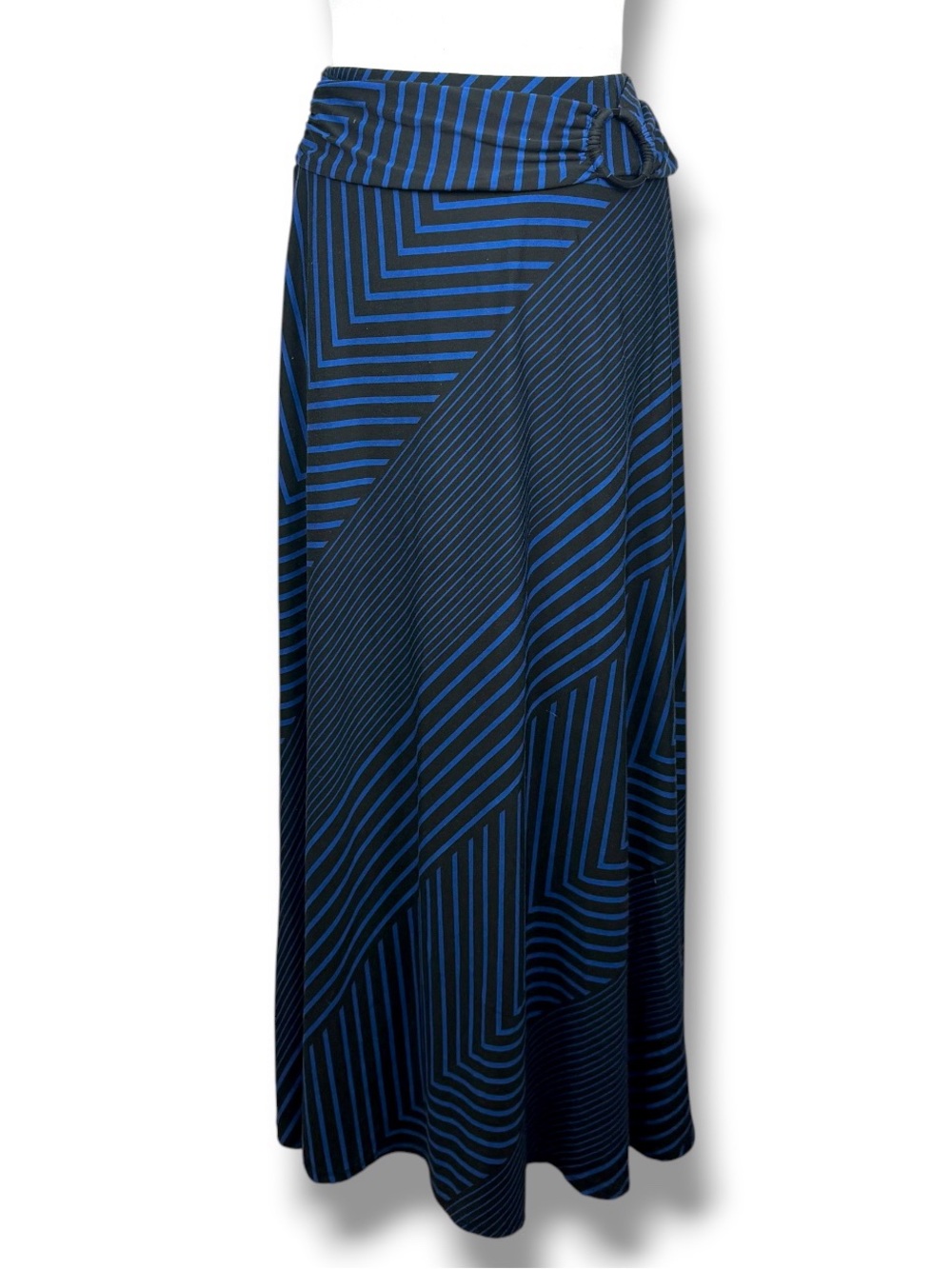 Robert Louis Blue Geometric Maxi Skirt Y2K Pull-On Small